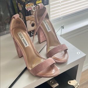 Steve Madden Pink Velvet Heels with Ankle Strap
